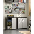 thumbnail image 3 of SONGMICS Metal Storage Cabinet Powder-Coated Steel 4-Shelf - Garage Cabinet with Anti-Tip Kit, Silver & Black, 3 of 8