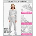 thumbnail image 4 of LOLANTA 2Pcs Girls Dance Outfits Cropped Sequin Jacket Pants Set Kids Hip Hop Dance Clothing for 90s Theme Party 4-12 Years, 4 of 6