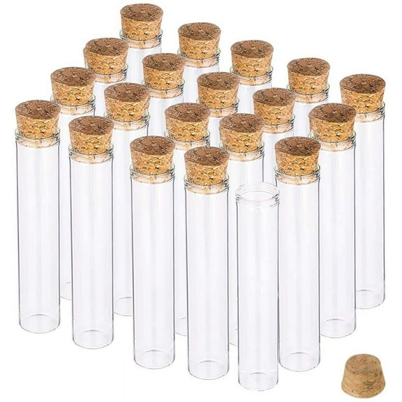 20 Pack 30ml Glass Tubes Transparent Decoration Bottles with Cork Stoppers for Arts Crafts and Other Small Projects Clear