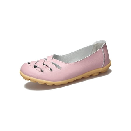

Bellella Women Loafers Comfort Casual Shoes Slip On Flats Non-Slip Leather Shoe Walking Work Pink 9