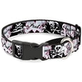 thumbnail image 1 of buckle-down mgc-w31689-l punk princess heart & cross bones with skulls black white dog collar, 1 of 1