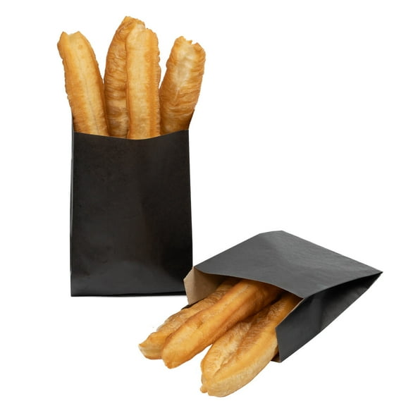 Bag Tek Sepia Newsprint Paper French Fry / Snack Bag - 7" x 3" x 11" - 100 count box