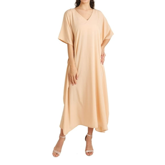 Miss Lavish London Women Kaftans Dresses, Beige 2L
