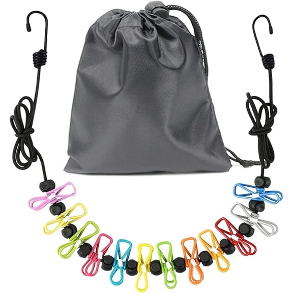 Januofit Clothesline，Retractable Portable Clothesline for Travel，Clothing line with 12 Clothes Clips，for Indoor and Outdoor Laundry Drying line，Outdoor Camping Accessories