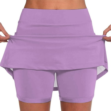 Plus Size Skirts Colors Skirt Dress With Panties Elastic With Pockets Spring Summer Fall Womens Midi Skirt Purple XXL