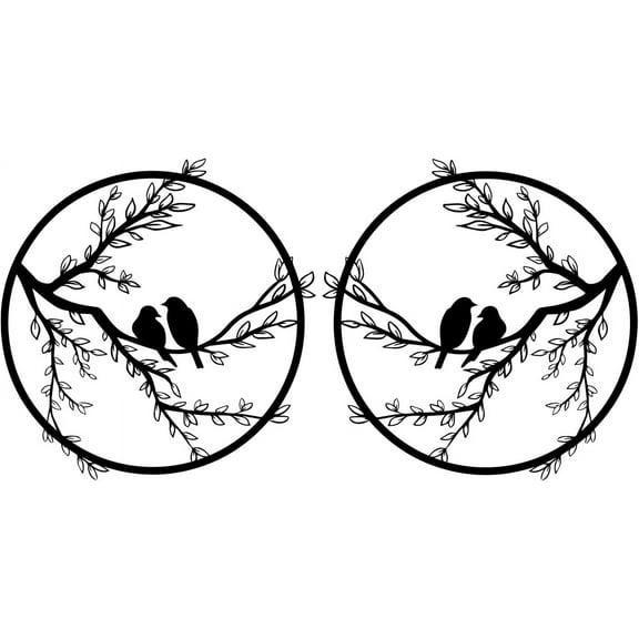 Birds on Branch Wall Decals Bird Silhouette Wall Art Black Leaves Flowers Wall Stickers Animal Modern Wall Art for Living Room Bedroom Office Wall Decorations Wall Sticker Vinyl Transfer