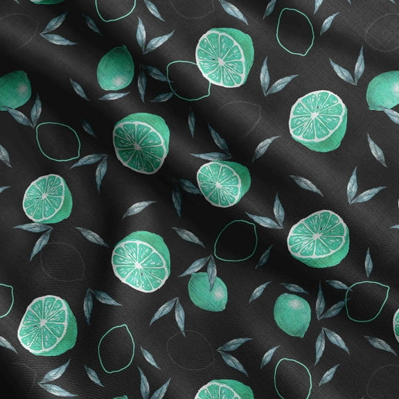 Soimoi Watercolor Fruit Print, Silk Fabric, Decor Sewing Fabric by The Yard 42 Inch Wide,Decorative Fabric for Shirts Suits Ties, Black
