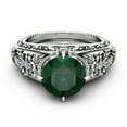 thumbnail image 2 of Retro 14k White Gold Emerald Engagement Ring, 2 of 4