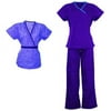 Scrub 3-PieceCombo Pack, Embroidery Multi -Lilac Flower and Eggplant