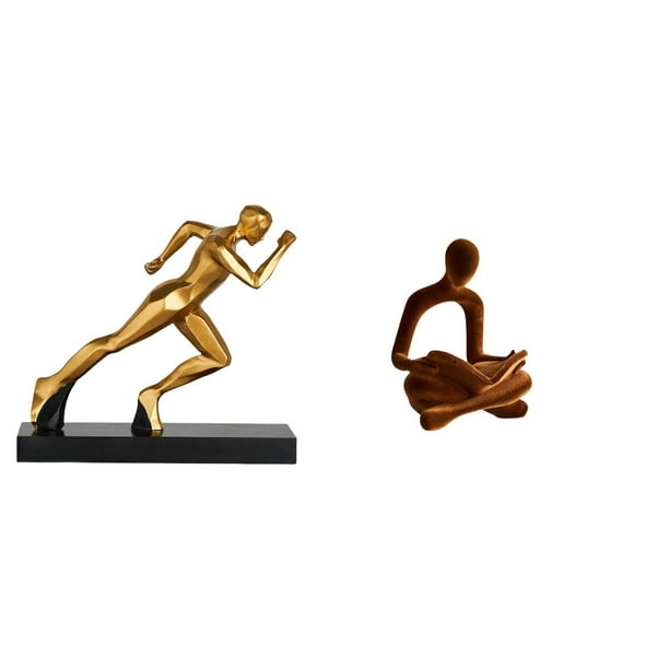 Figura Escultórica Moderna Y Abstracta De Un Corredor Pensante, Ideal Para La Entrada Del Hogar, Mesas, Oficinas, Bares Y Bodas. Un Adorno Decorativo Versátil Para Cualquier Colección De Arte.