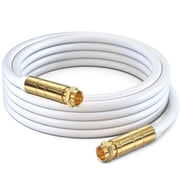 Maximm RG6 Coaxial Cable 8 feet White, Triple Shielded Digital Coax Cord for Satellite TV, Modem, and Antenna with F-Type Connectors