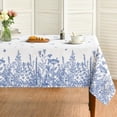 thumbnail image 1 of Spring Summer Tablecloth 60×104 Inch Rectangular, Wild Flowers Floral Blue Washable Seasonal Table Cover for Party Picnic Dinner Decor, 1 of 7