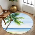 thumbnail image 3 of Round Area Rug 8ft,Seaside Beach Palm Trees Washable Carpet Non-Slip Runner Accent Rugs Indoor Floor Mat for Bedroom Living Room Decor,Summer Tropical Ocean, 3 of 9