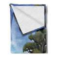 thumbnail image 2 of Fantasy Soft Flannel Fleece Blanket, Moon Surreal Scene with Riverside Lake Forest and Medieval Castle on Hill Art, Cozy Plush for Indoor and Outdoor Use, 70" x 90", Green and Blue, by Ambesonne, 2 of 5