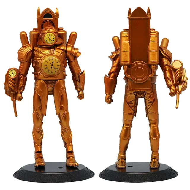 Figura de anime de 17 cm Skibidi Toilet, reloj Titan dorado, figura de acción, decoración de habitación, modelo de colección, juguete para niños, juguete de Navidad