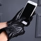 thumbnail image 2 of Guantes de cuero lavados para mujer, guantes de ciclismo para conducir con pantalla táctil cálidos para otoño e invierno para hombre, 2 of 5