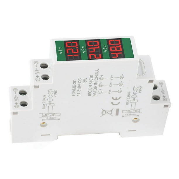 Medidor De Voltaje De Riel DIN, Alta Precisión, Aislado, Pantalla Digital De 3 Dígitos, Voltímetro De Riel DIN De Triple Vía DC11-310V Para Equipos Eléctricos