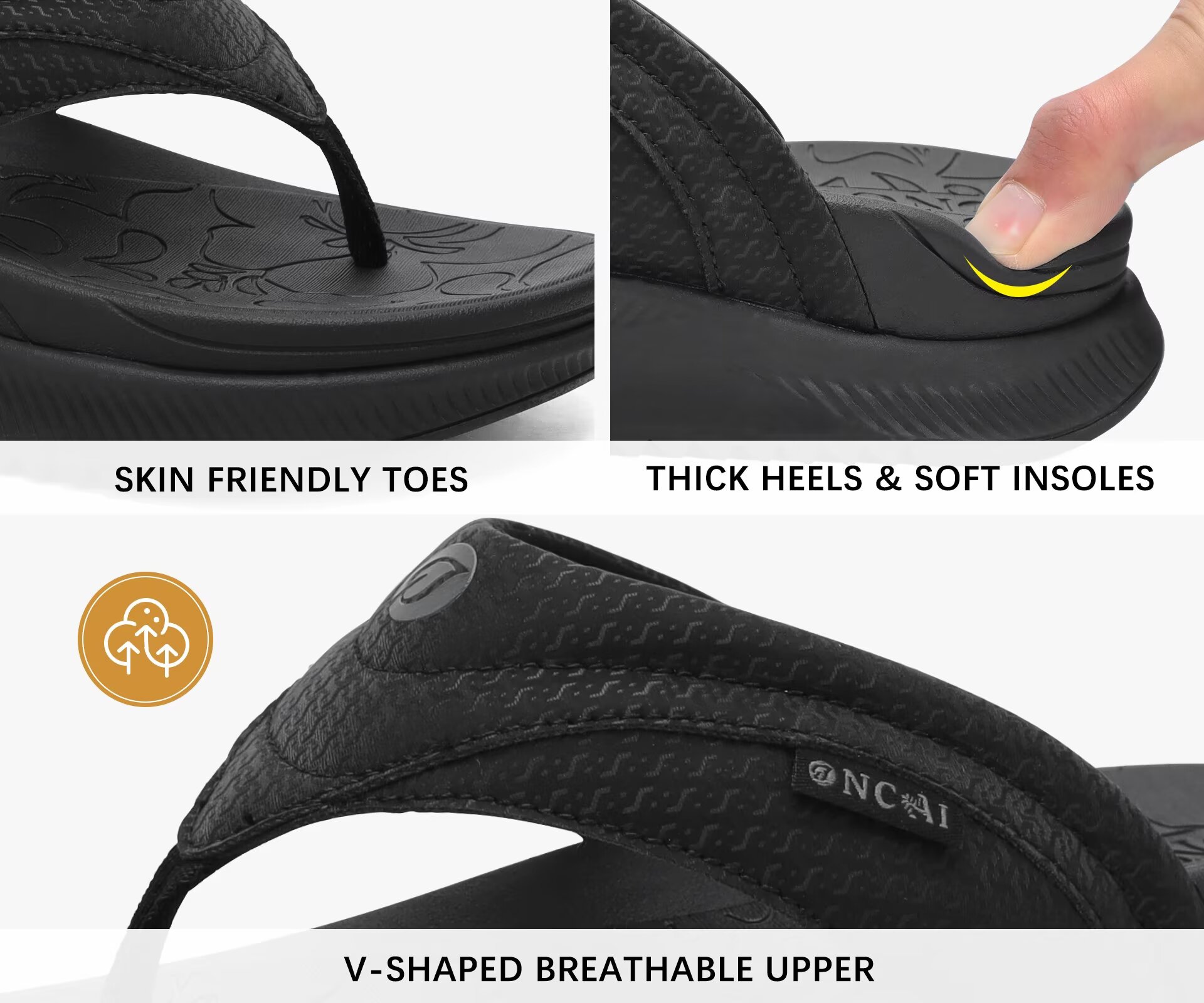 ONCAI Women's Orthopedic Flip Flops with Arch Support photo 4