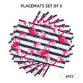 thumbnail image 2 of Placemats Set Of 4 / 6, Dark Blue Stripes Flamingos Placemats For Dining Table Indoor/Outdoors Heat Resistant Washable Placemats 18" X 12", 2 of 8