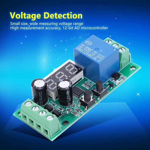 Capteurs de Détection de Tension Module de Détection de Tension DC Affichage Numérique Relais Haute Précision Composant Électronique DC12V