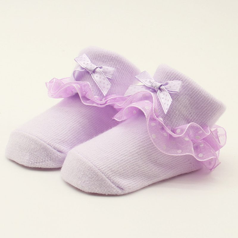 0-6 Months Baby Girls Ankle Socks Princess Lace Ruffles Socks Set for Newborn Infant Toddlers