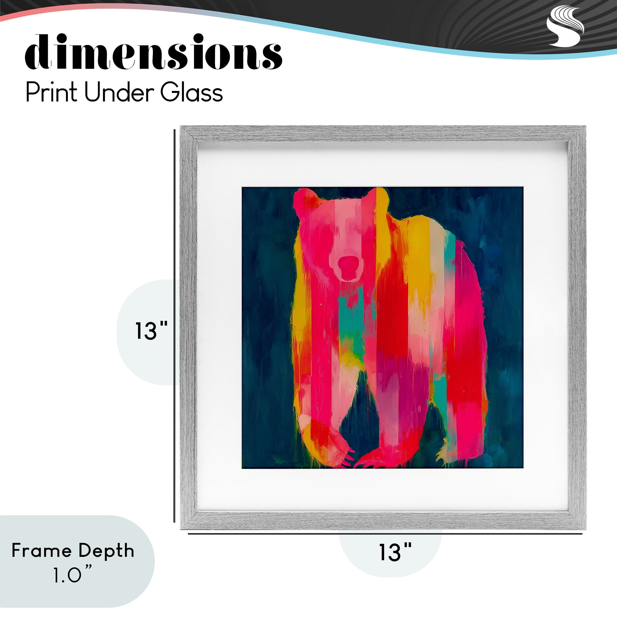 Stupell Industries Pink & Yellow Bear Standing Tall Gray Framed Print Under Glass, design by Chromatic Storm Studio