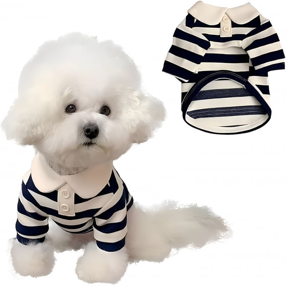 GASTROPOD Dog Clothes, Designer Boy Polo Shirt for Small Medium Dogs, Soft Puppy Outfit, Breathable Male Yorkie Chihuahua Shih Tzu Poodle Kitten Cat T-Shirt, Birthday Gifts - Blue, M, Fit 5.5-8.8Lbs