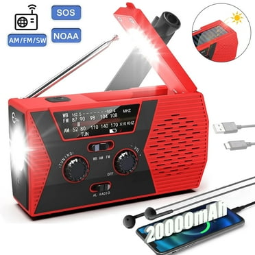 Emergency Weather Radio, Anpro 2000mAh Solar Hand Crank Weather Radio with LED Flashlight, SOS Alarm, Phone Charger, AM/FM/SW, Portable Radio for Emergency, Outdoor Camping