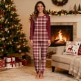 thumbnail image 2 of Christmas Pajamas 2 Piece Sets for Women Soft Loungewear Long Sleeve Plaid Print Tops and Pjs Bottom Pant Outfits (M, Red 09), 2 of 5
