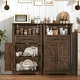 thumbnail image 6 of Farmhouse Floor Storage Cabinet with Drawers & 2 Barn Doors, Wood Bathroom Storage Cabinet with Roman Column Decor, Farmhouse Storage Cabinets with Adjustable Shelf & Door Cabinets, Rustic Brown, 6 of 8