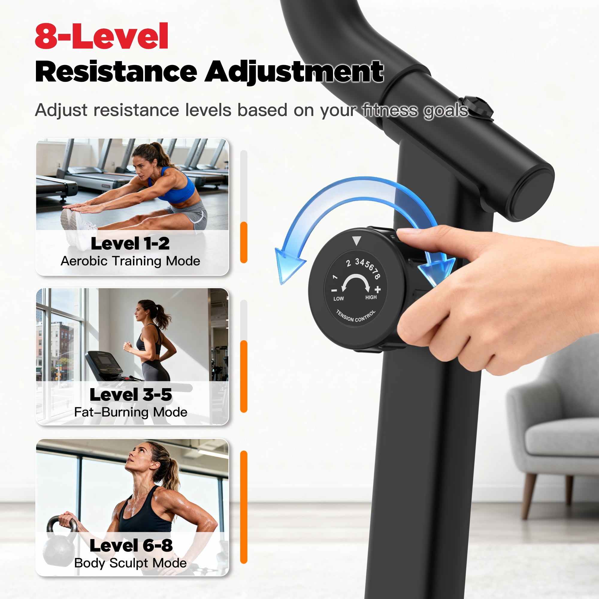 Magnetic Stair Stepper for Home Workout-Foldable Stepping Climbers with 8 Adjustable Resistance Levels, LCD Display & 19"Extended Step, Full-Size Foot Pedals, Compact Design for Cardio & Leg Training