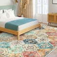 thumbnail image 2 of FairOnly Orange 5'x7'Boho Vintage Floral Printed Machine Washable Rug for Living Room Bedroom Low Pile Stain Resistant Oriental Floor Area Rug for Kitchen Laundry, 2 of 7