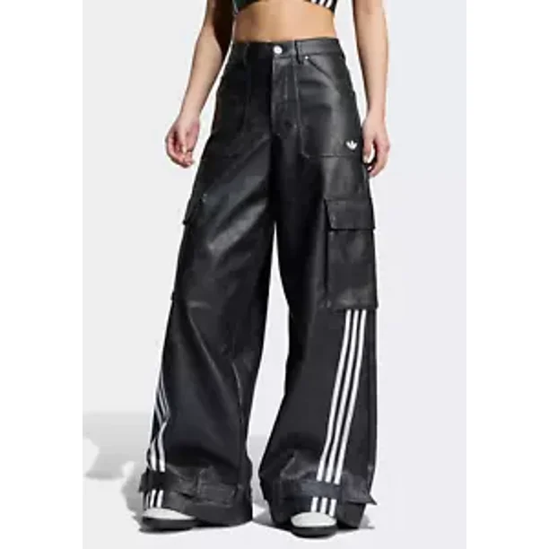 adidas Adilenium Season 3 Vintage Women Faux Leather Pants Casual