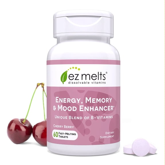 EZ Melts Dissolvable Energy, Memory Enhancer, Blend of B-Vitamins, Sugar-Free, 2-Month Supply - 1 Pack