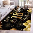 thumbnail image 3 of 4x6 Area Rugs, Happy 18th Birthday Non-Skid Rubber Backing Large Rectangle Rugs - Living Room Bedroom Home Office, Black Golden Balloon Cake Fireworks Indoor Floor Mat Carpets Washable Rug, 3 of 9