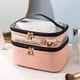 thumbnail image 1 of Fiudx Bolsa de Cosméticos de Doble Capa, Color Sólido, Transparente, Lavable, Portátil, de Moda, para Viajes, Bolsa de Almacenamiento Portátil de Gran Capacidad., 1 of 4