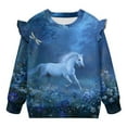 thumbnail image 5 of DISNIMO Horse Floral Printed Sweatshirt for Toddler Girl Crewneck Pullover Tops Long Sleeve T-Shirts Comfy Sweater 1-2 Years, 5 of 7