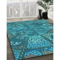 thumbnail image 2 of Ahgly Company Indoor Square Patterned Teal Green Area Rugs, 4' Square, 2 of 6