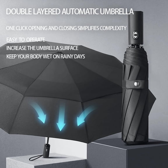 Umbrella Windproof Travel Umbrella Teflon Coated Double Vented Canopy Sun Protection