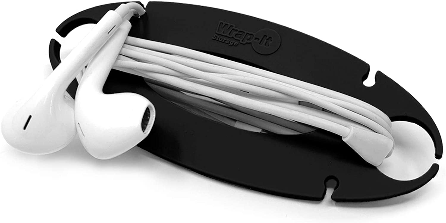 TangleFree Cord Wrap â€“ Black (3 Pack) â€“ Earbud Holder, Headphone