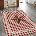 thumbnail image 4 of Area Rug for Living Room, Brown Western Texas Star Vintage Non-Slip Indoor Large Carpet for Bedroom/Dining Room, Rustic Farmhouse Red Plaid Washable Low-Profile Rectangle Floor Runner Rugs - 4 x 6 Ft, 4 of 7