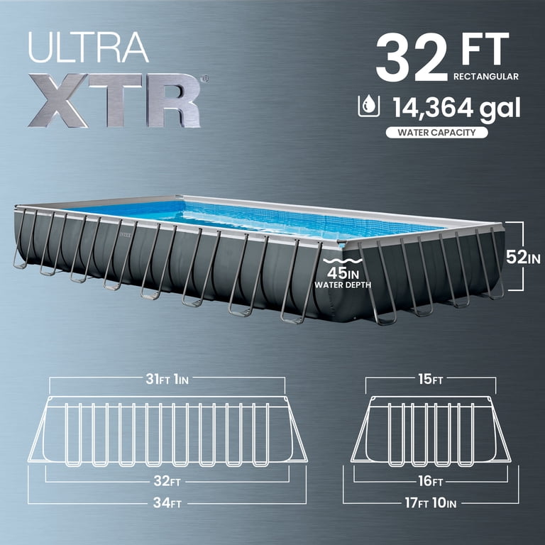 Intex, Above Ground Pool, Gray, 32ft x 16ft x 52in - Walmart.com