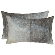 12" X 20" X 5" Salt And Pepper Gray And White 2 Pack Cowhide Pillow