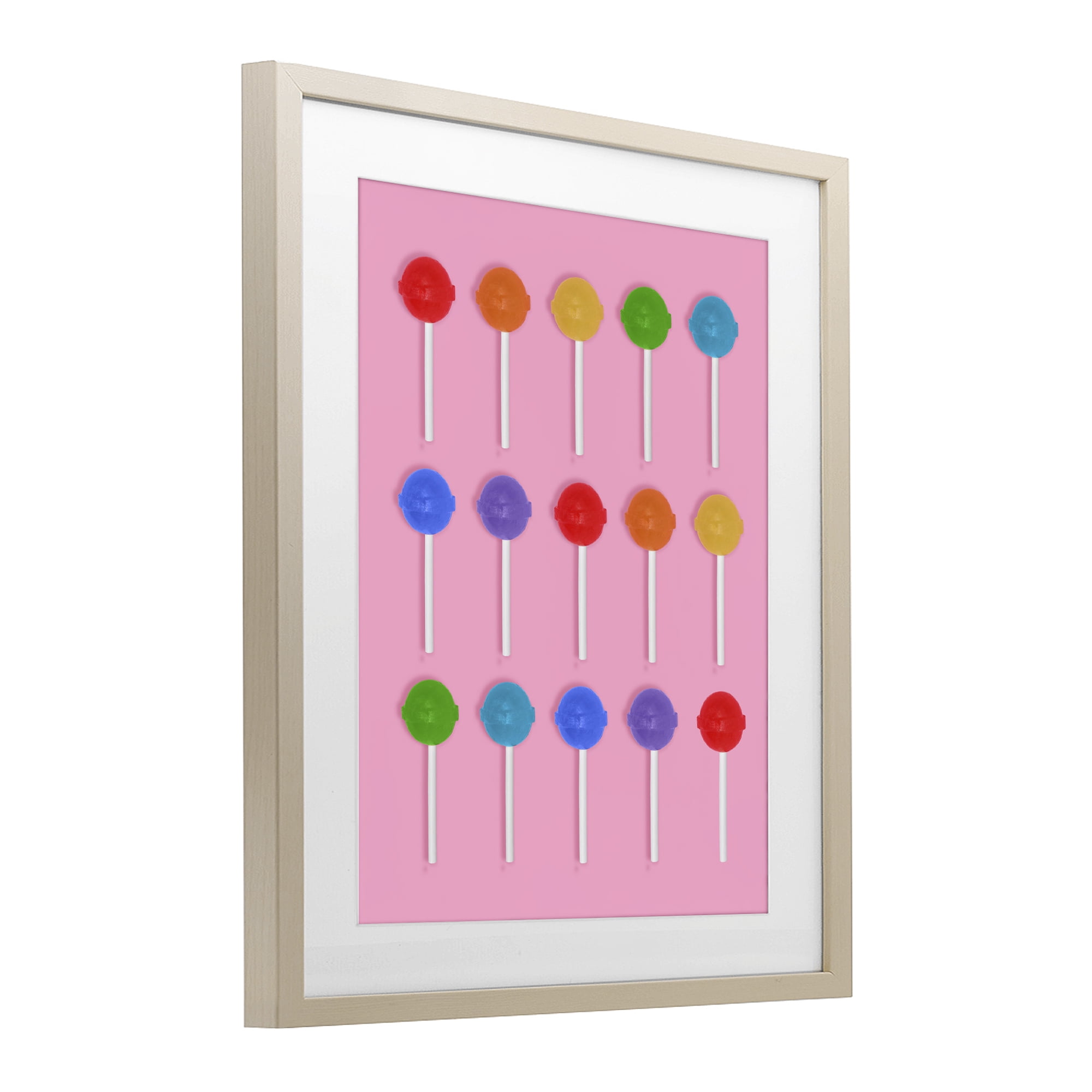 Stupell Industries Rainbow Lollipop Grid Birch Framed Print Under Glass, design by LISH Creative