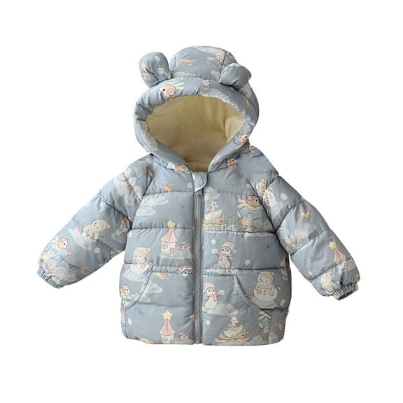 YunPes Hooded Puffer Jackets for Baby Lightweight Packable Bear Ears Cute Print Coats Toddler Comfy Soft Outerwear