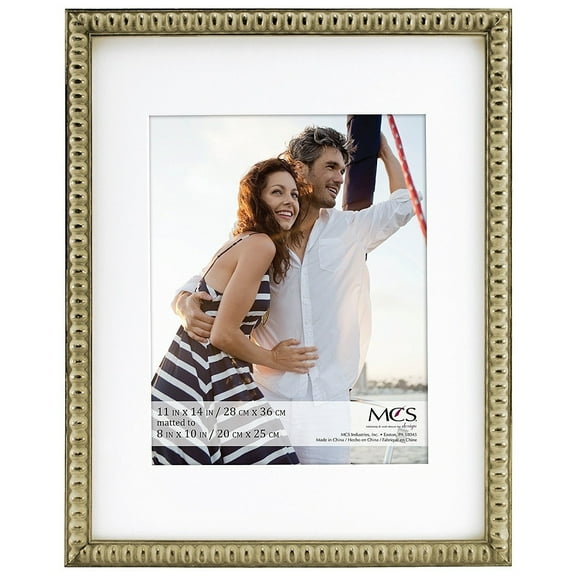 MCS Thin Bead Frame - Champagne, 11" x 14" w/8" x 10" Mat
