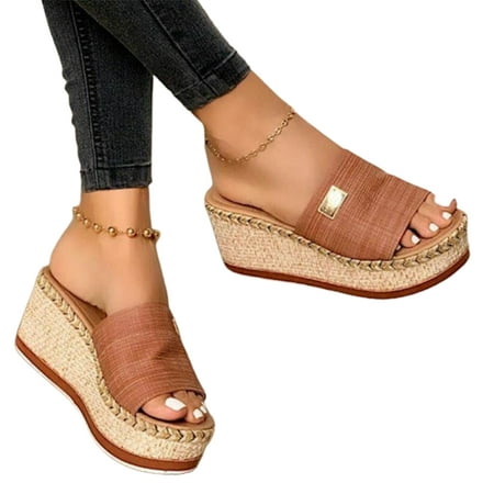 

Women Sandals Platform Wedge Footwear Open Toe Anti Skid Sandals for Daily Wear