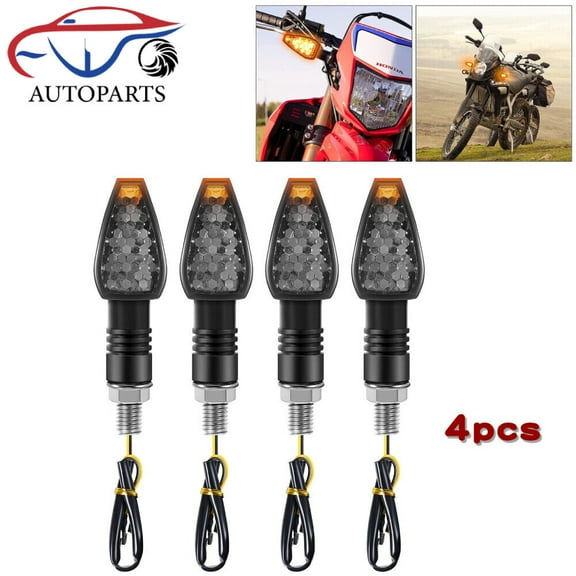 FungLam 4PCS Motorcycle Turn Signals,14LED Front & Rear Motorcycle Blinkers with Cool Amber Lamp,Universal 12V Motorcycle Turn Signal Light Universal