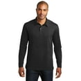 thumbnail image 2 of Port Authority K577LS Mens Long Sleeve Meridian Cotton Blend Polo T-Shirt, Black - Extra Small, 2 of 2