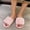 Pink, variant on JUSLIO Womens House Slippers, Indoor House Slippers Open Toe Slides Slip On Fuzzy Plush Flat Sole Non Slip Slippers Black